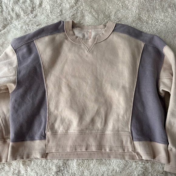 FP Movement by Free People Tops - FP Movement Intercept Colorblock Pullover Sweatshirt in Blue/Cream
